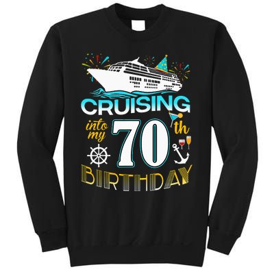 funny Cruising Into My 70 Year Old Birthday Crew Sweatshirt