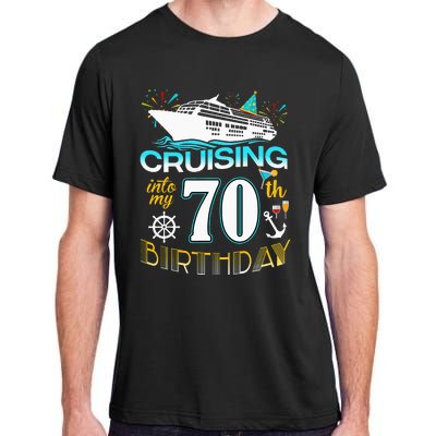 funny Cruising Into My 70 Year Old Birthday Crew Adult ChromaSoft Performance T-Shirt