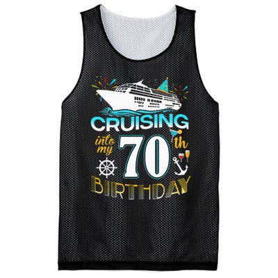 funny Cruising Into My 70 Year Old Birthday Crew Mesh Reversible Basketball Jersey Tank