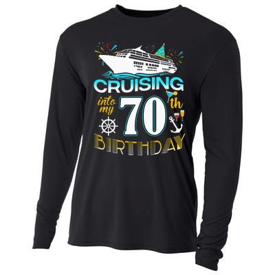 funny Cruising Into My 70 Year Old Birthday Crew Cooling Performance Long Sleeve Crew