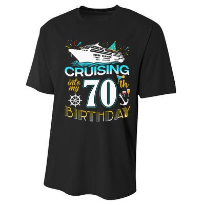 funny Cruising Into My 70 Year Old Birthday Crew Performance Sprint T-Shirt