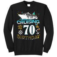 funny Cruising Into My 70 Year Old Birthday Crew Tall Sweatshirt