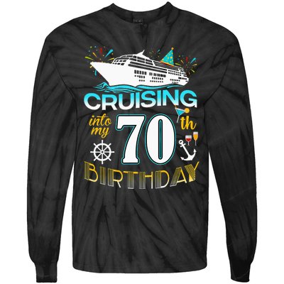 funny Cruising Into My 70 Year Old Birthday Crew Tie-Dye Long Sleeve Shirt