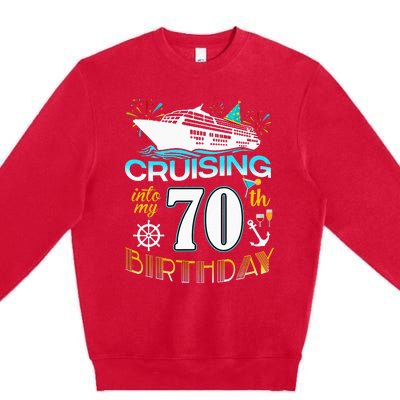 funny Cruising Into My 70 Year Old Birthday Crew Premium Crewneck Sweatshirt