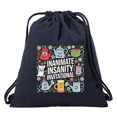 Funny Creator Ink Inanimate Insanity Black And White Drawstring Bag