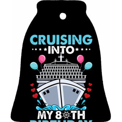 funny Cruising Into My 80th Birthday 80 Year Old Cruise Ceramic Bell Ornament