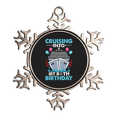 funny Cruising Into My 80th Birthday 80 Year Old Cruise Metallic Star Ornament