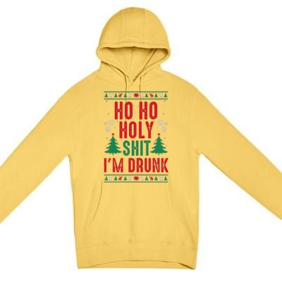 Funny Christmas I Ho Ho Holy Shit IM Drunk Premium Pullover Hoodie