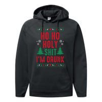 Funny Christmas I Ho Ho Holy Shit IM Drunk Performance Fleece Hoodie