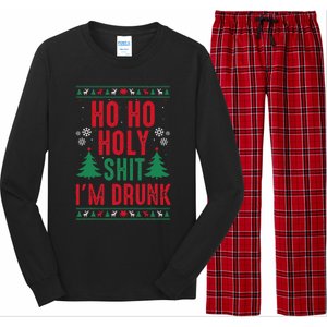 Funny Christmas I Ho Ho Holy Shit IM Drunk Long Sleeve Pajama Set