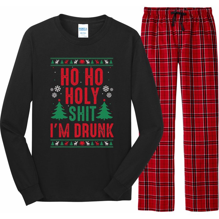 Funny Christmas I Ho Ho Holy Shit IM Drunk Long Sleeve Pajama Set