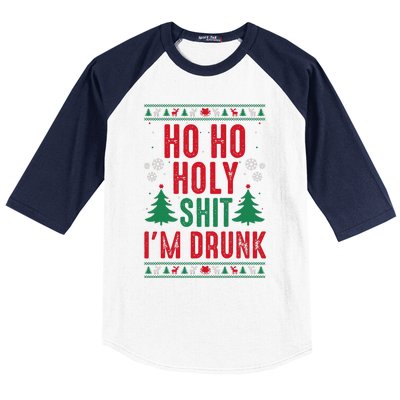 Funny Christmas I Ho Ho Holy Shit IM Drunk Baseball Sleeve Shirt