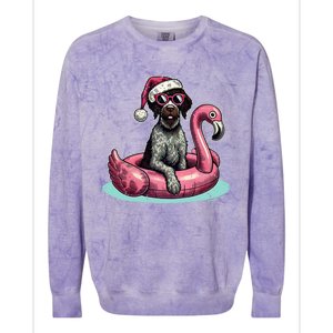 Funny Christmas In July Gwp Dog Mom Santa Flamingo Floatie Cool Gift Colorblast Crewneck Sweatshirt