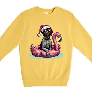 Funny Christmas In July Gwp Dog Mom Santa Flamingo Floatie Cool Gift Premium Crewneck Sweatshirt