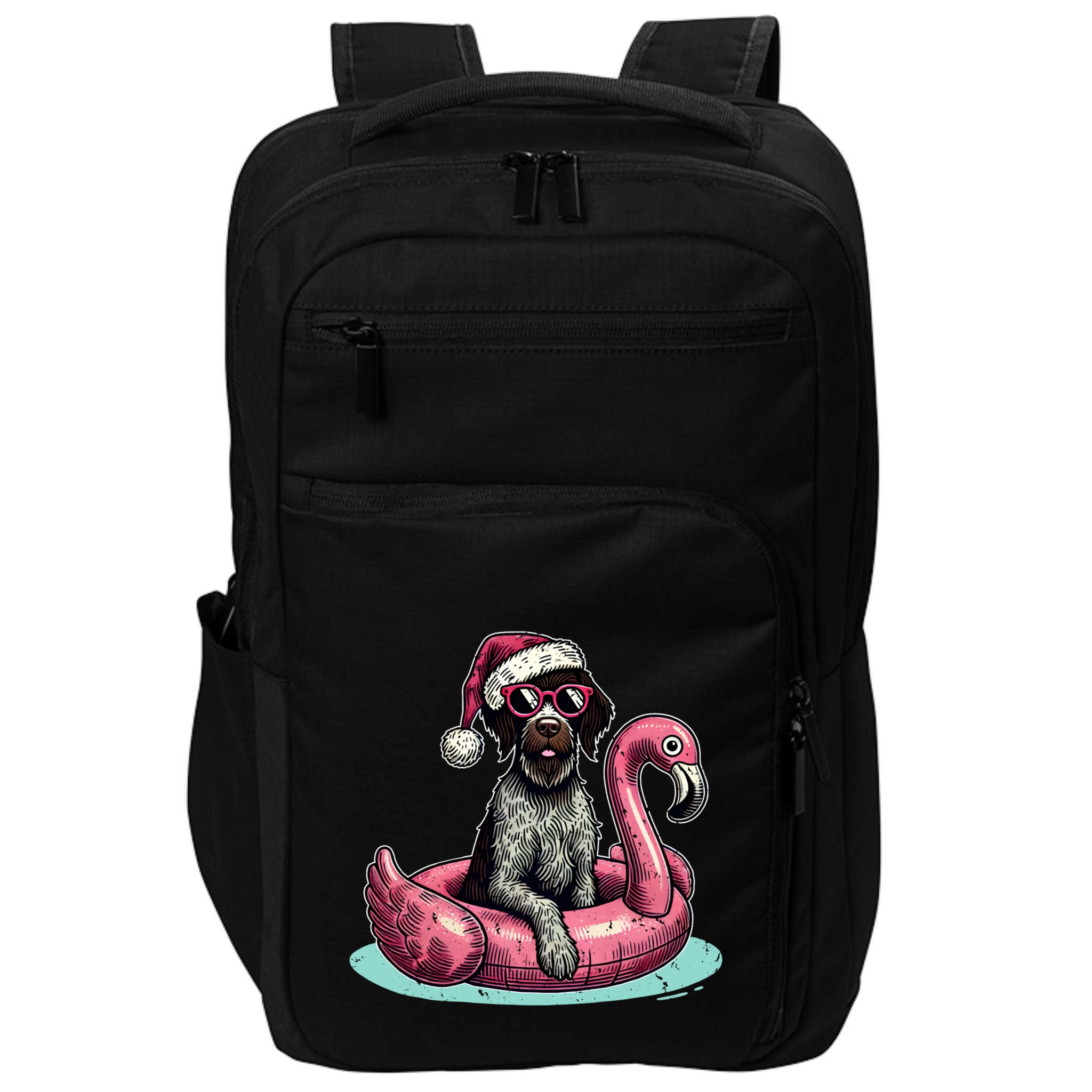 Funny Christmas In July Gwp Dog Mom Santa Flamingo Floatie Cool Gift Impact Tech Backpack