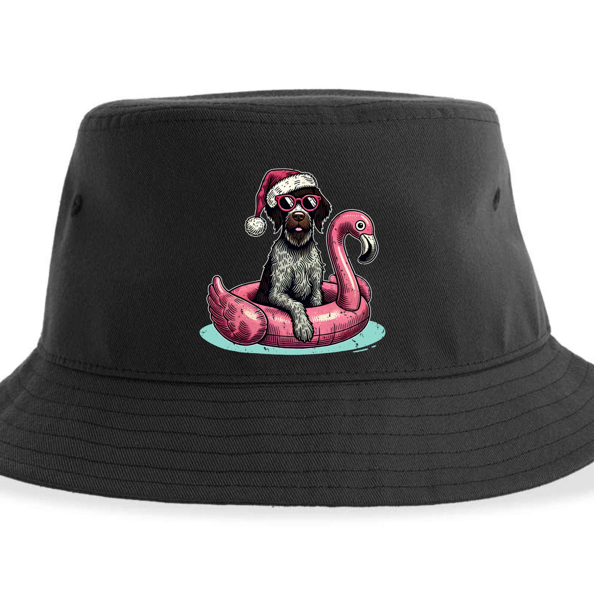 Funny Christmas In July Gwp Dog Mom Santa Flamingo Floatie Cool Gift Sustainable Bucket Hat