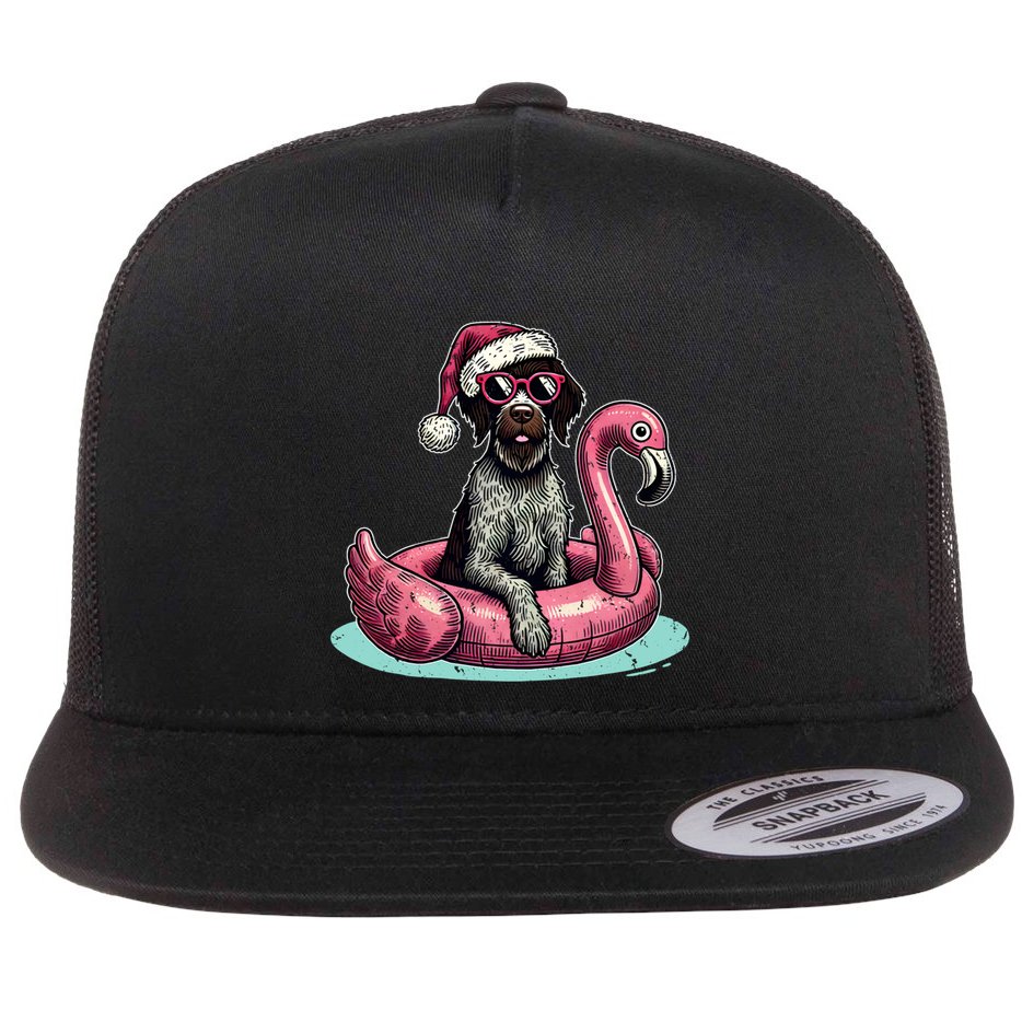 Funny Christmas In July Gwp Dog Mom Santa Flamingo Floatie Cool Gift Flat Bill Trucker Hat