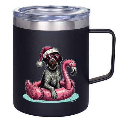 Funny Christmas In July Gwp Dog Mom Santa Flamingo Floatie Cool Gift 12oz Stainless Steel Coffee Mug
