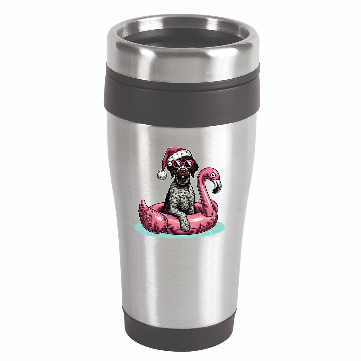 Funny Christmas In July Gwp Dog Mom Santa Flamingo Floatie Cool Gift 16oz Travel Tumbler