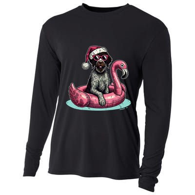 Funny Christmas In July Gwp Dog Mom Santa Flamingo Floatie Cool Gift Cooling Performance Long Sleeve Crew