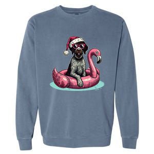 Funny Christmas In July Gwp Dog Mom Santa Flamingo Floatie Cool Gift Garment-Dyed Sweatshirt