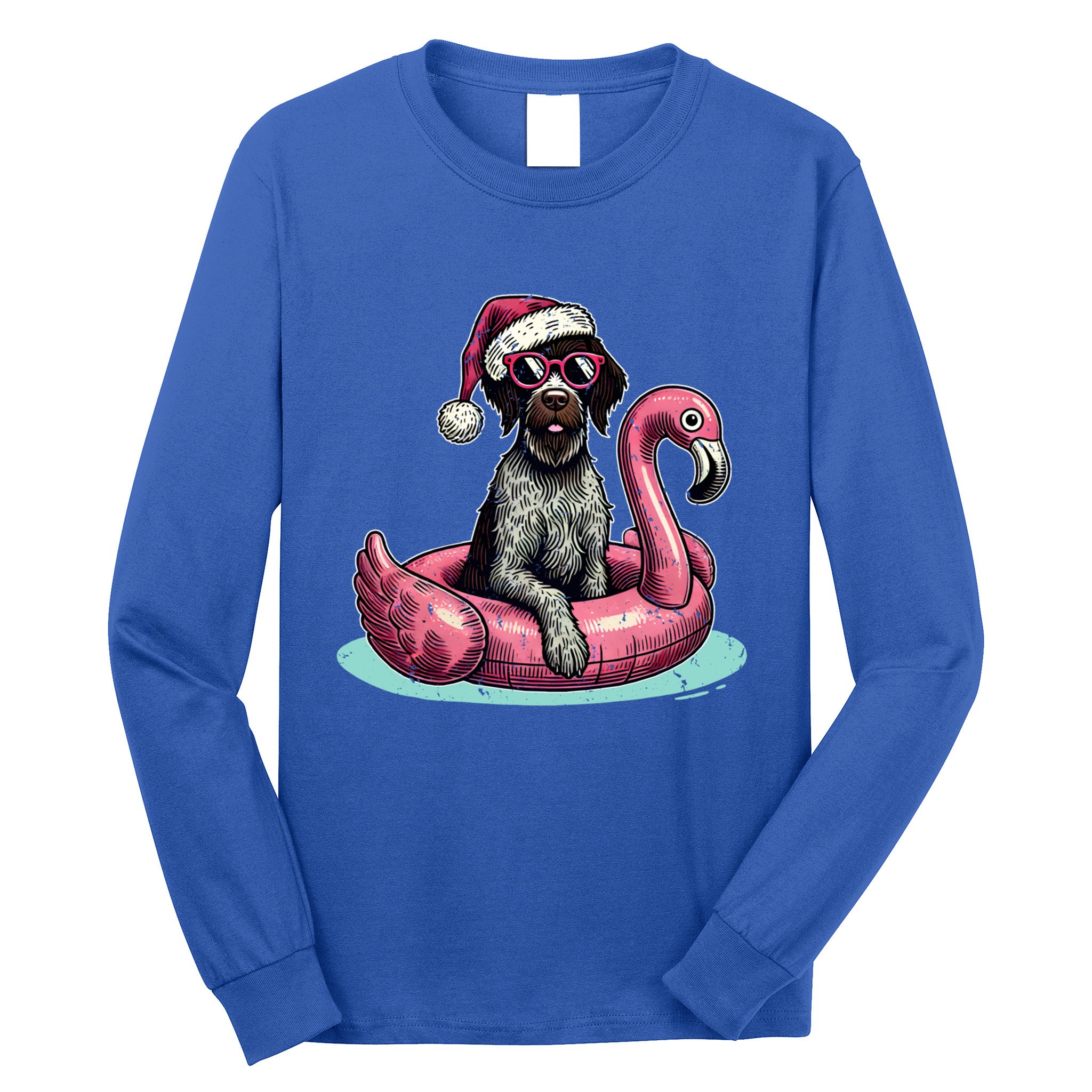 Funny Christmas In July Gwp Dog Mom Santa Flamingo Floatie Cool Gift Long Sleeve Shirt