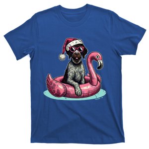 Funny Christmas In July Gwp Dog Mom Santa Flamingo Floatie Cool Gift T-Shirt