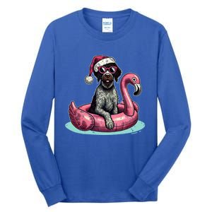 Funny Christmas In July Gwp Dog Mom Santa Flamingo Floatie Cool Gift Tall Long Sleeve T-Shirt