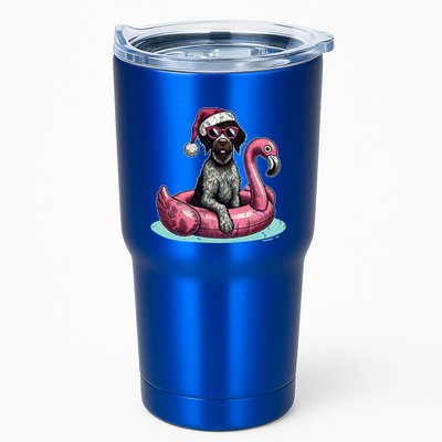 Funny Christmas In July Gwp Dog Mom Santa Flamingo Floatie Cool Gift Tumbler