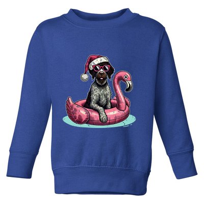 Funny Christmas In July Gwp Dog Mom Santa Flamingo Floatie Cool Gift Toddler Sweatshirt