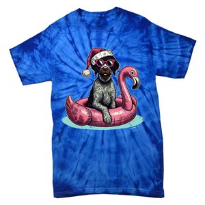 Funny Christmas In July Gwp Dog Mom Santa Flamingo Floatie Cool Gift Tie-Dye T-Shirt