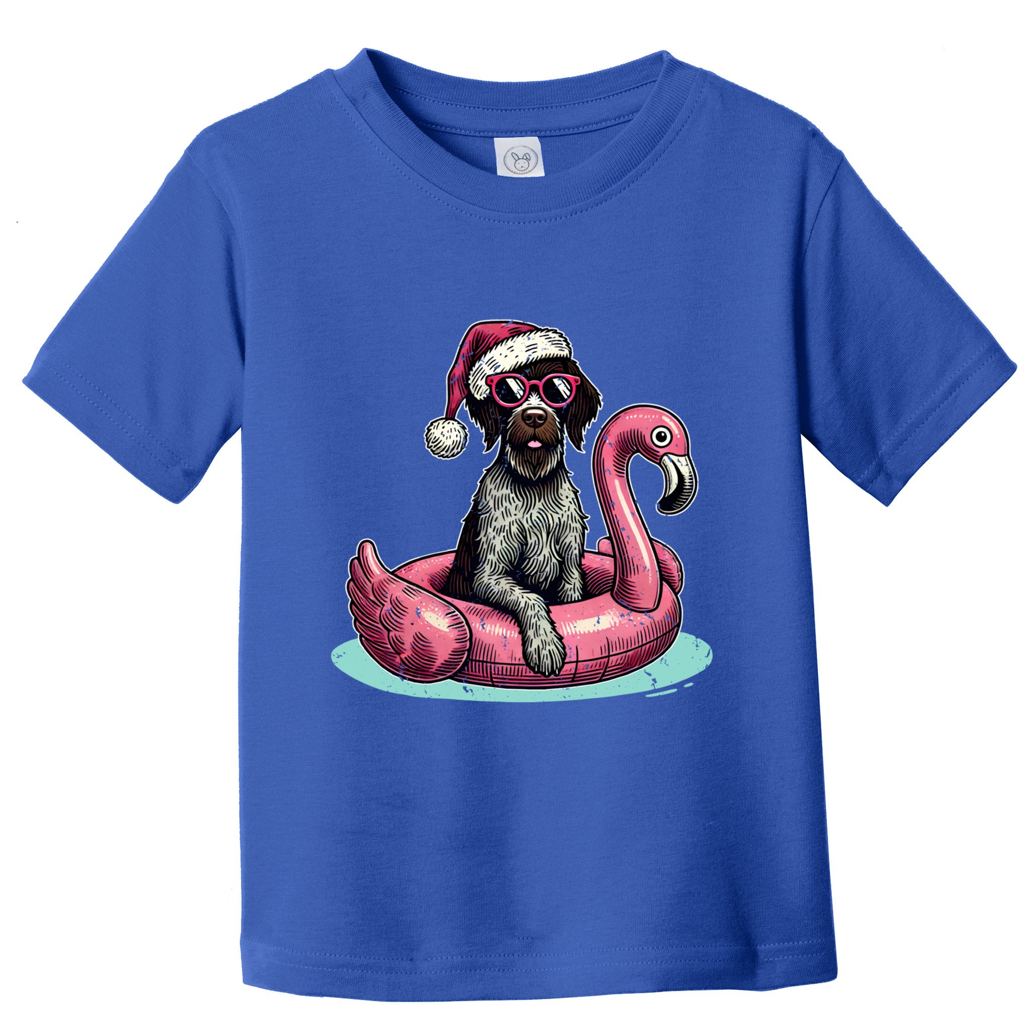Funny Christmas In July Gwp Dog Mom Santa Flamingo Floatie Cool Gift Toddler T-Shirt