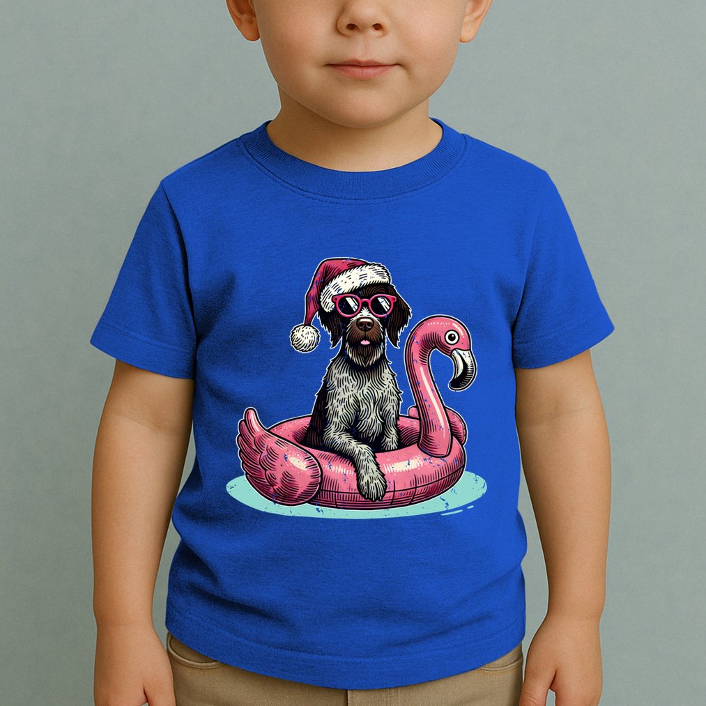 Funny Christmas In July Gwp Dog Mom Santa Flamingo Floatie Cool Gift Toddler T-Shirt