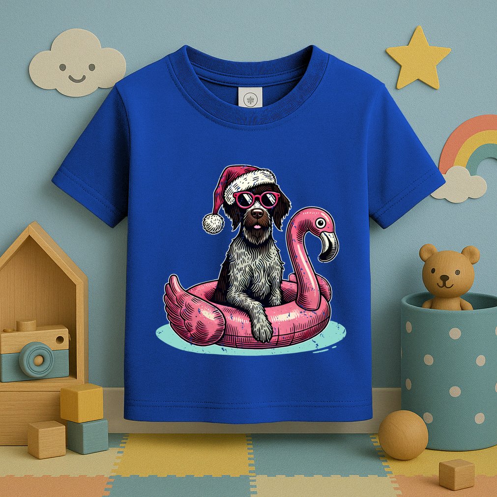 Funny Christmas In July Gwp Dog Mom Santa Flamingo Floatie Cool Gift Toddler T-Shirt