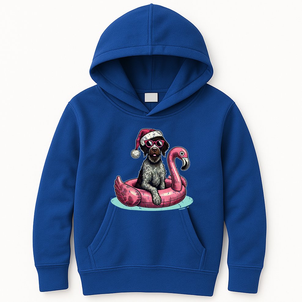 Funny Christmas In July Gwp Dog Mom Santa Flamingo Floatie Cool Gift Kids Hoodie