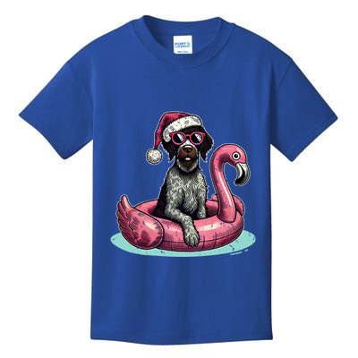 Funny Christmas In July Gwp Dog Mom Santa Flamingo Floatie Cool Gift Kids T-Shirt