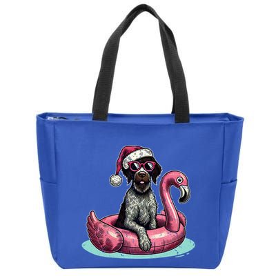 Funny Christmas In July Gwp Dog Mom Santa Flamingo Floatie Cool Gift Zip Tote Bag