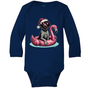 Funny Christmas In July Gwp Dog Mom Santa Flamingo Floatie Cool Gift Baby Long Sleeve Bodysuit