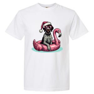 Funny Christmas In July Gwp Dog Mom Santa Flamingo Floatie Cool Gift Garment-Dyed Heavyweight T-Shirt