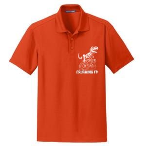 Funny Crushing It T Rex Dinosaur In Monster Truck Dry Zone Grid Polo