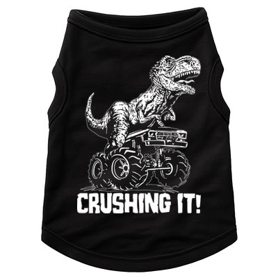 Funny Crushing It T Rex Dinosaur In Monster Truck Doggie Tank
