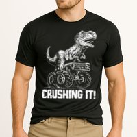 Funny Crushing It T Rex Dinosaur In Monster Truck Cooling Performance Crew T-Shirt