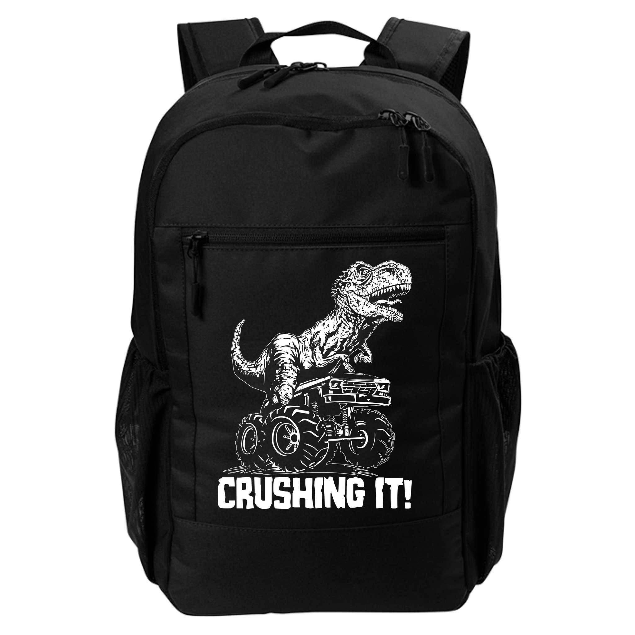 Funny Crushing It T Rex Dinosaur In Monster Truck Backpack