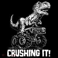 Funny Crushing It T Rex Dinosaur In Monster Truck Sustainable Bucket Hat