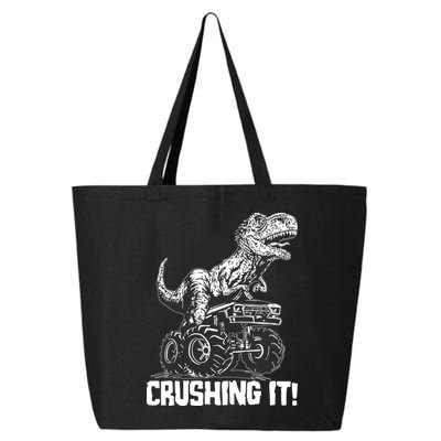 Funny Crushing It T Rex Dinosaur In Monster Truck 25L Jumbo Tote