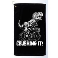 Funny Crushing It T Rex Dinosaur In Monster Truck Golf Towel