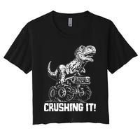 Funny Crushing It T Rex Dinosaur In Monster Truck Crop Top