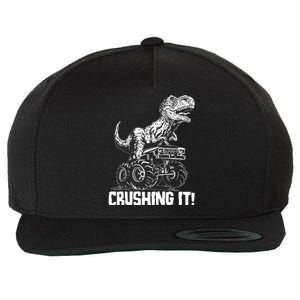 Funny Crushing It T Rex Dinosaur In Monster Truck Wool Snapback Cap