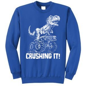 Funny Crushing It T Rex Dinosaur In Monster Truck Sweatshirt