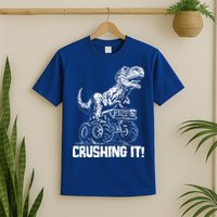 Funny Crushing It T Rex Dinosaur In Monster Truck T-Shirt